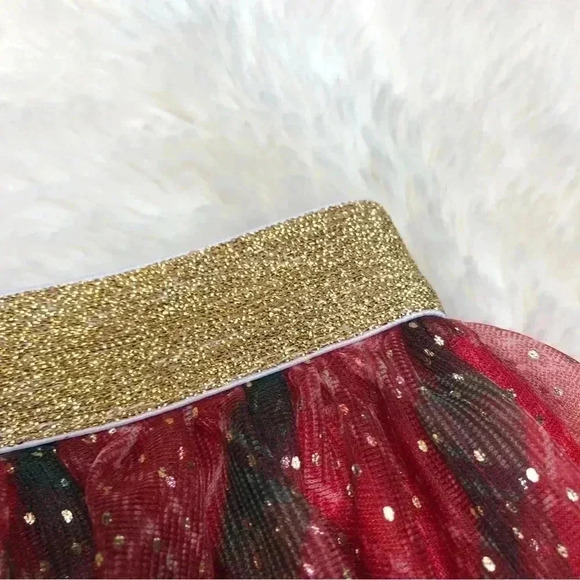 HolidayTime Skirt Red/Black/White Plaid Sparkly Mesh Size 3T - Picture 4 of 16